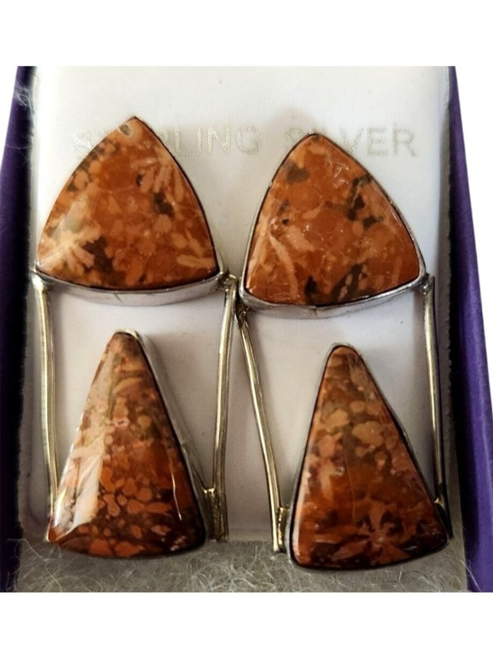 Earrings Moonkaite Jasper Post Silver Drop 10 gr  Jerry & Fran Harr Handmade